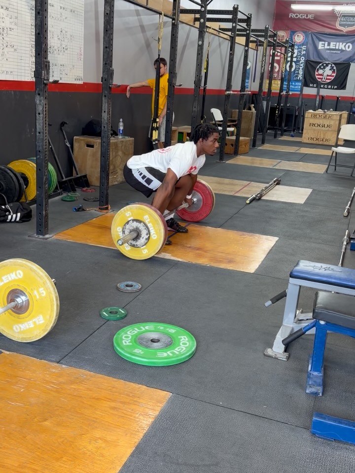 Elliot training clean doubles at Vero Beach Weightlifting