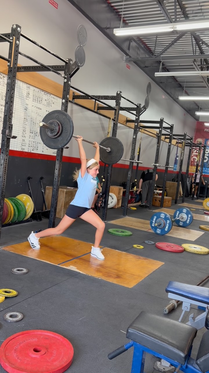 Greysen finishing a clean and jerk at Vero Beach Weightlifting